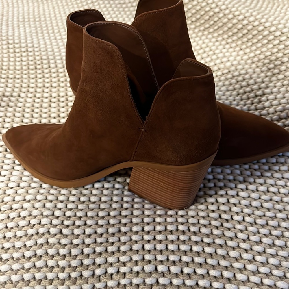 Brown suede booties